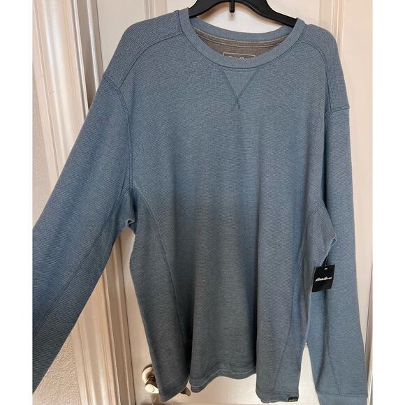 NWT Eddie Bauer men’s waffle knit slate blue crewneck pullover. Cotton, poly.2XL - Picture 1 of 7